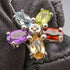 British Vintage Jewelry Diamond & Multi-Stone Flower Sterling Silver Earrings